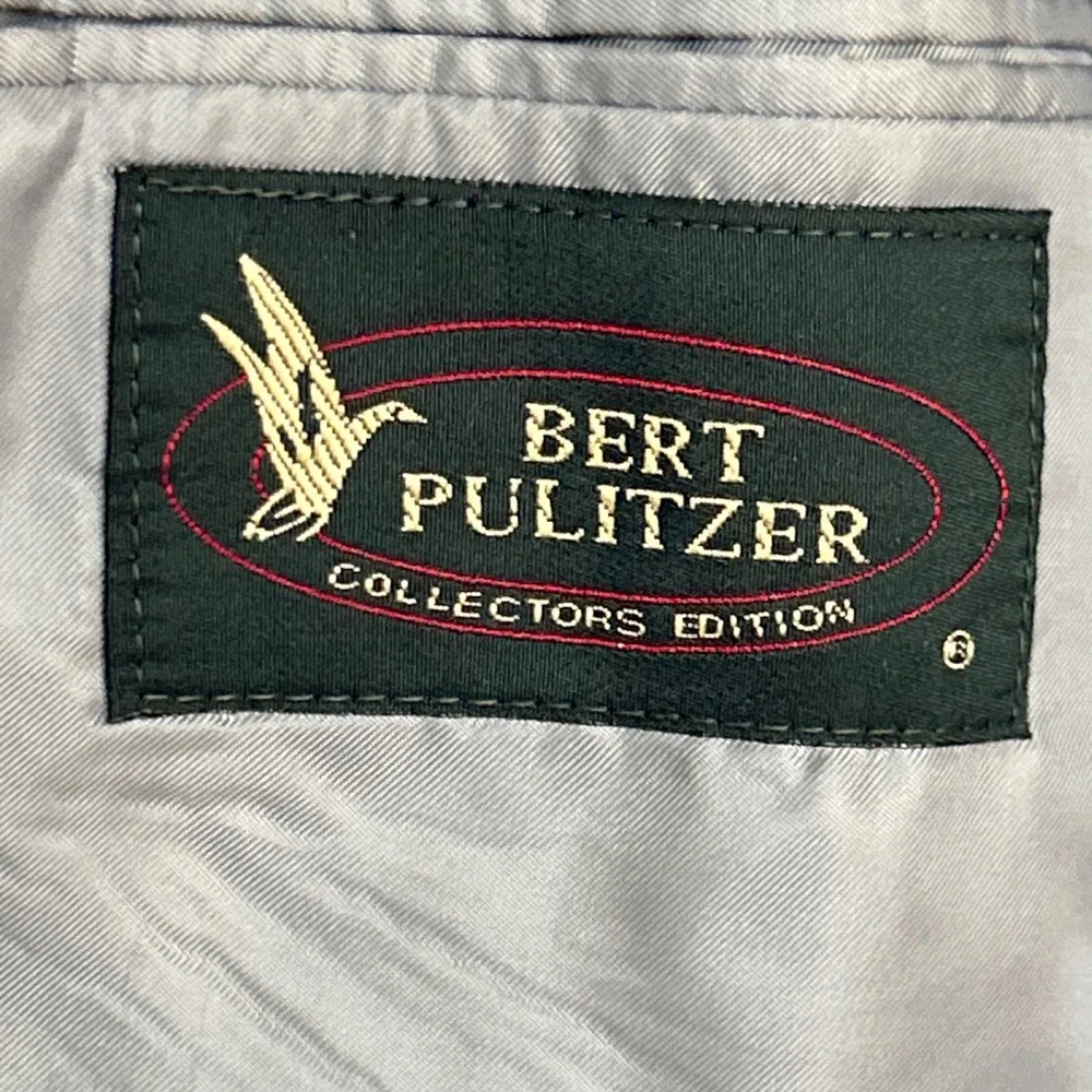 Bert Pulitzer Collectors‎ Edition Mens 100% Silk Blazer Jacket Beige Herringbone